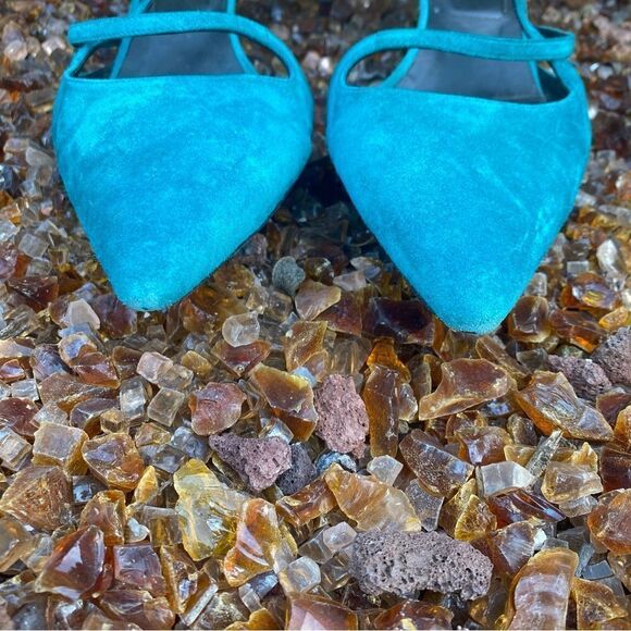 Roger Vivier Paris Teal Blue Suede Shoes/Sandals. Size 8.5. Made in Italy. EUC! - Picture 9 of 10